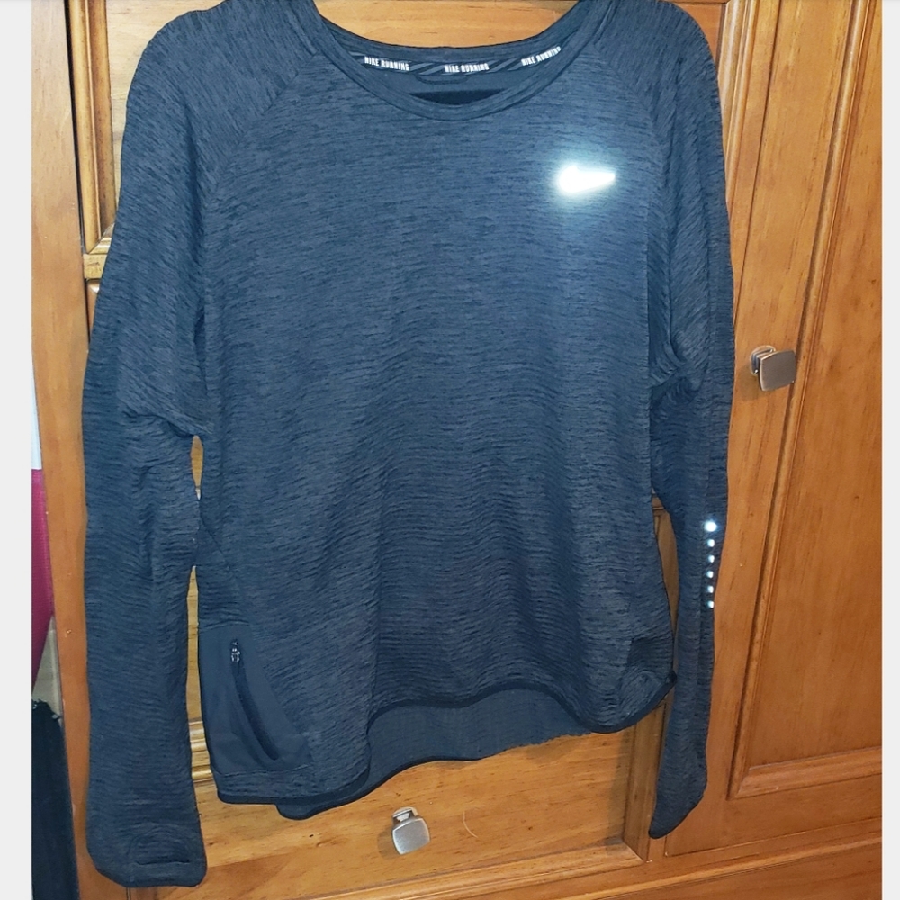 Nike Running Dri Fit Long Sleeve Jacket Gray Black